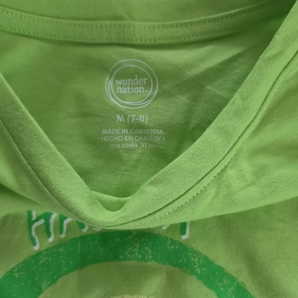Wonder Nation Girl's Green Set of 2 5T/ 7-8 St Paddy’s Day Tshirts
